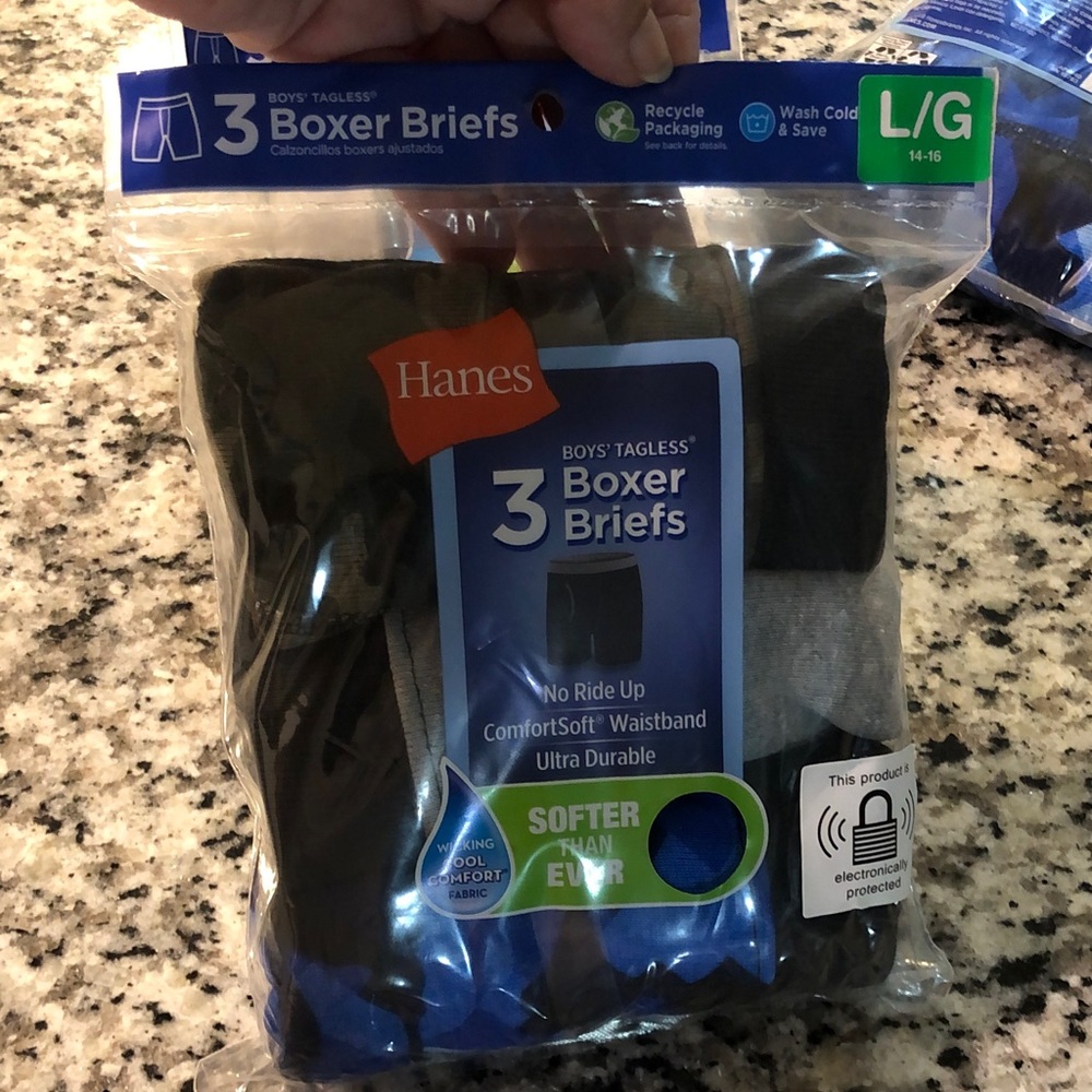 Hanes Boys' Boxer Briefs - Black & Gray - 3-Pack